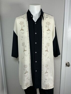 Pierre Cardin Black and Heather Gray Button-Up Shirt